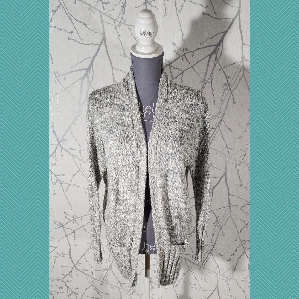 Talula White Spacedye Knit Open Front Lenox Cardigan